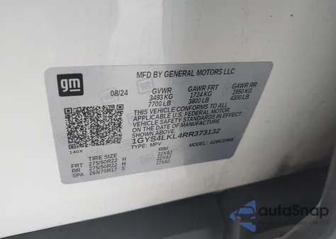 2024 Cadillac Escalade Esv 4Wd Premium Luxury z USA, uszkodzony, nr VIN 1GYS4LKL4RR373132